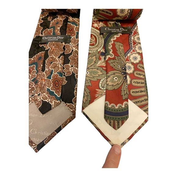 CHRISTIAN DIOR - MONSIEUR Mens VTG Colorful Floral Paisley Pure Silk Tie - Picture 4 of 7